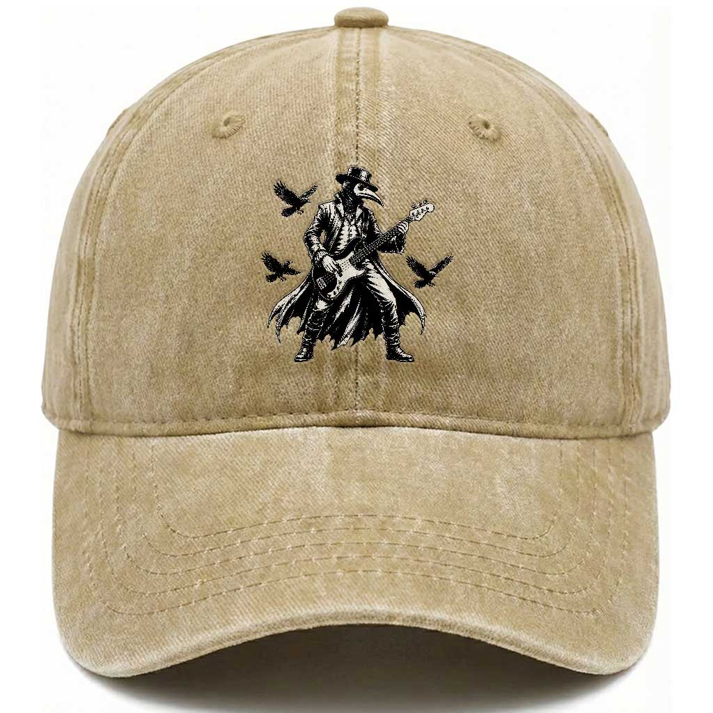 Plague Doctor Electric Bass Rocker Washed Cotton Baseball Cap Gothic Musician