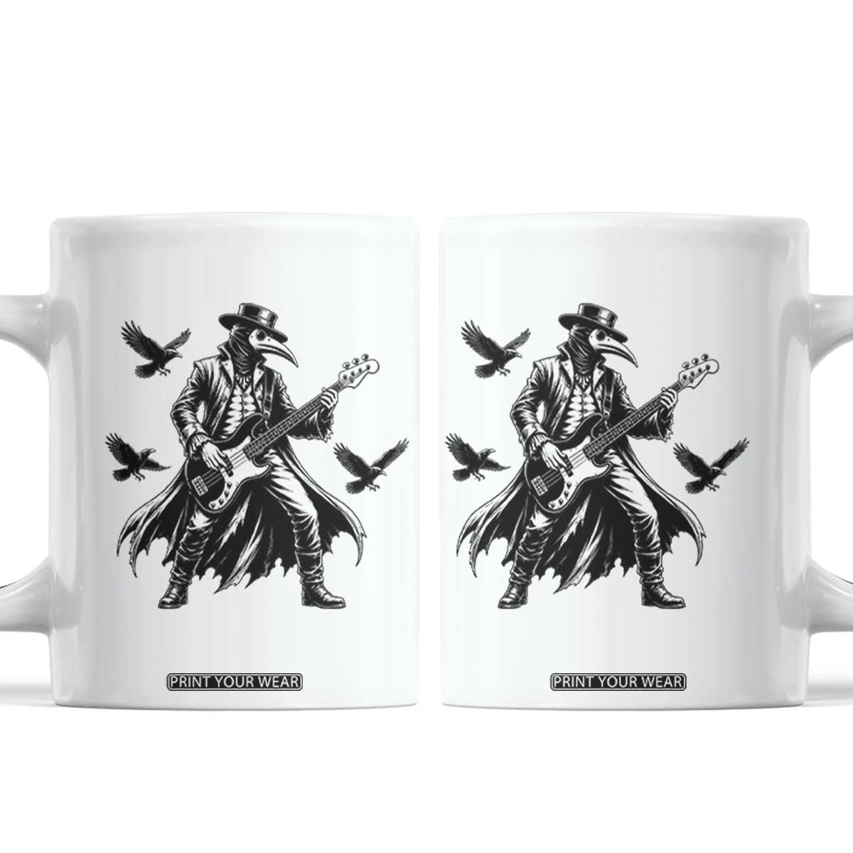 Plague Doctor Electric Bass Rocker Coffee Mug Gothic Musician