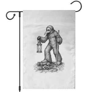 Gothic Plague Doctor Bigfoot Garden Flag Horror Cryptid Spooky Folklore