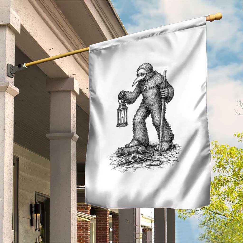 Gothic Plague Doctor Bigfoot Garden Flag Horror Cryptid Spooky Folklore