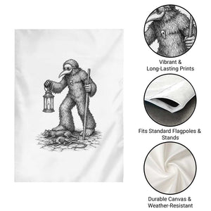 Gothic Plague Doctor Bigfoot Garden Flag Horror Cryptid Spooky Folklore