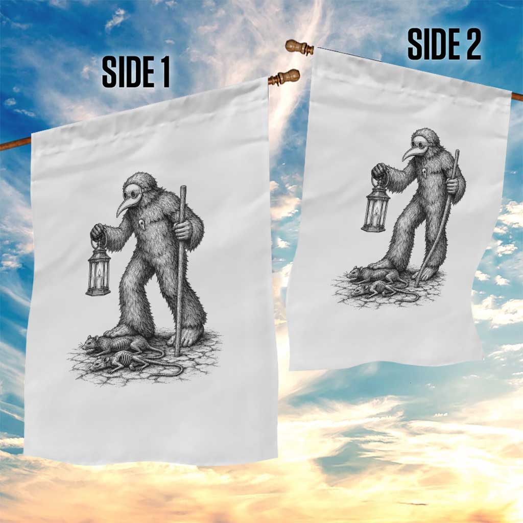 Gothic Plague Doctor Bigfoot Garden Flag Horror Cryptid Spooky Folklore