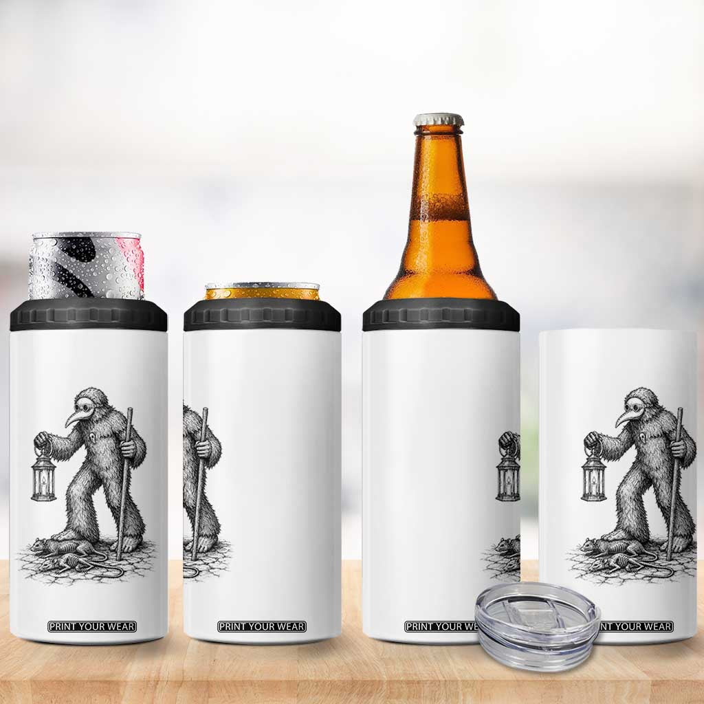 Gothic Plague Doctor Bigfoot 4 in 1 Can Cooler Tumbler Horror Cryptid Spooky Folklore
