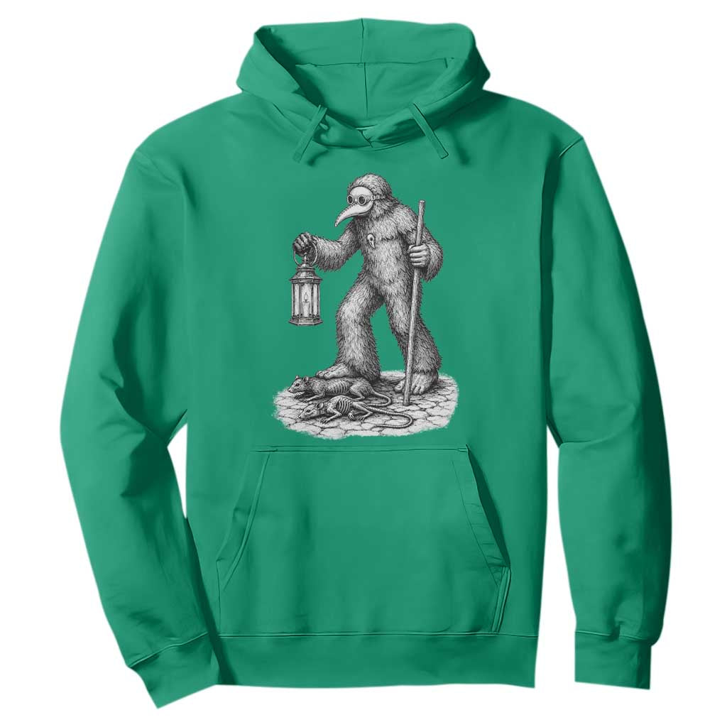 Gothic Plague Doctor Bigfoot Hoodie Horror Cryptid Spooky Folklore