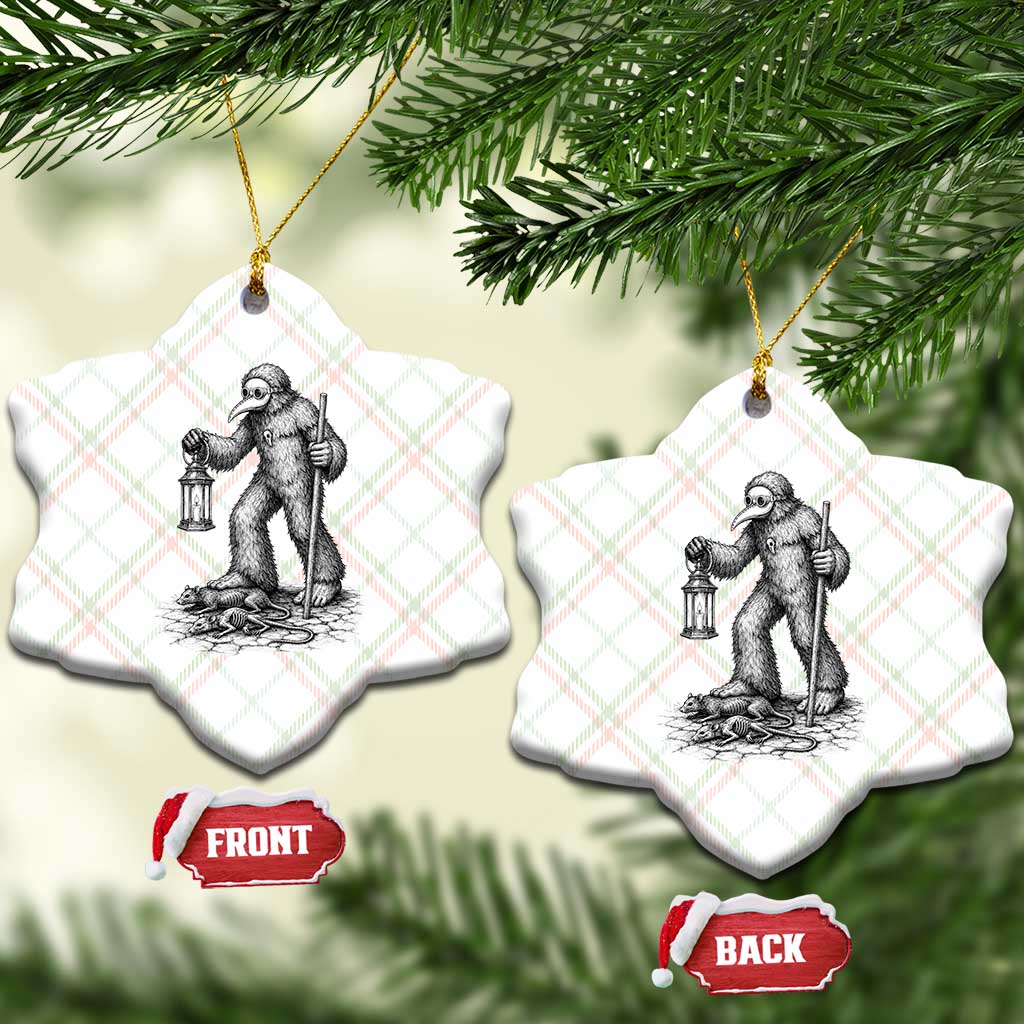 Gothic Plague Doctor Bigfoot Ceramic Ornament Horror Cryptid Spooky Folklore