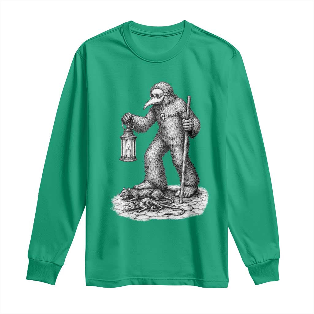 Gothic Plague Doctor Bigfoot Long Sleeve Shirt Horror Cryptid Spooky Folklore
