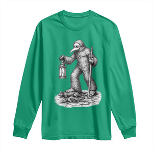 Gothic Plague Doctor Bigfoot Long Sleeve Shirt Horror Cryptid Spooky Folklore