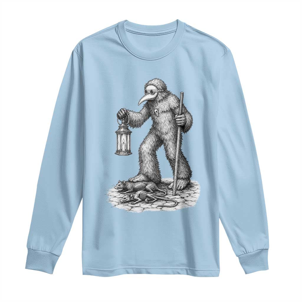 Gothic Plague Doctor Bigfoot Long Sleeve Shirt Horror Cryptid Spooky Folklore