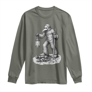 Gothic Plague Doctor Bigfoot Long Sleeve Shirt Horror Cryptid Spooky Folklore