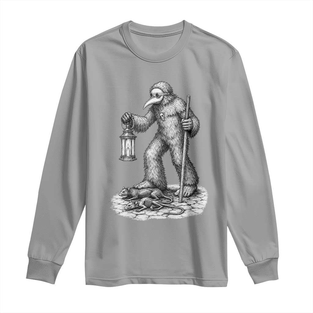 Gothic Plague Doctor Bigfoot Long Sleeve Shirt Horror Cryptid Spooky Folklore