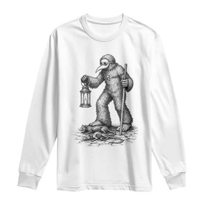 Gothic Plague Doctor Bigfoot Long Sleeve Shirt Horror Cryptid Spooky Folklore
