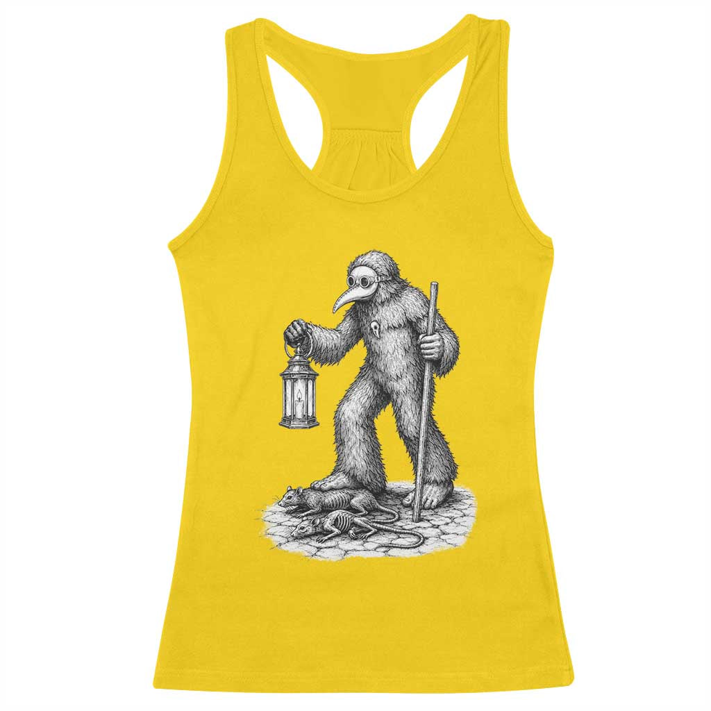 Gothic Plague Doctor Bigfoot Racerback Tank Top Horror Cryptid Spooky Folklore
