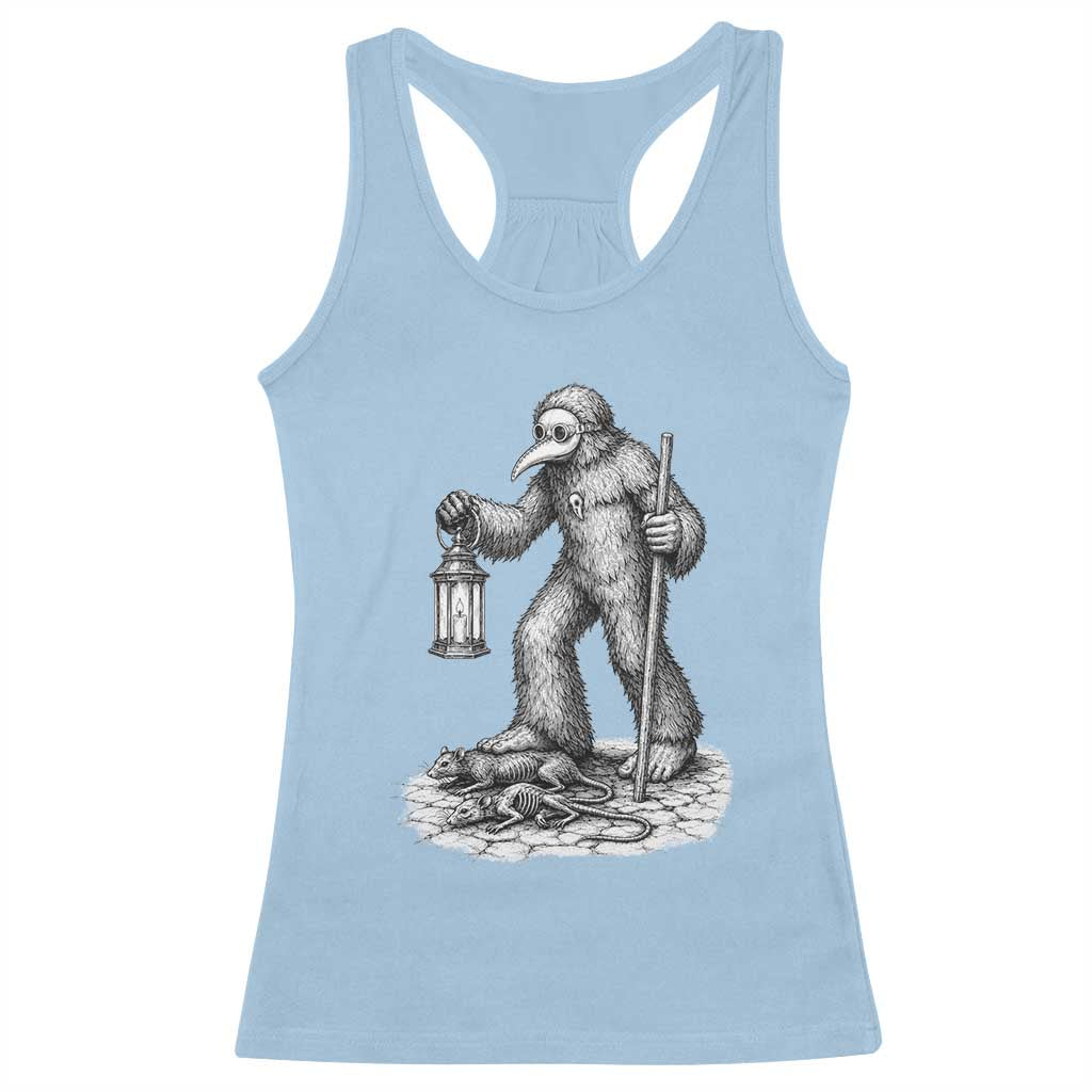 Gothic Plague Doctor Bigfoot Racerback Tank Top Horror Cryptid Spooky Folklore
