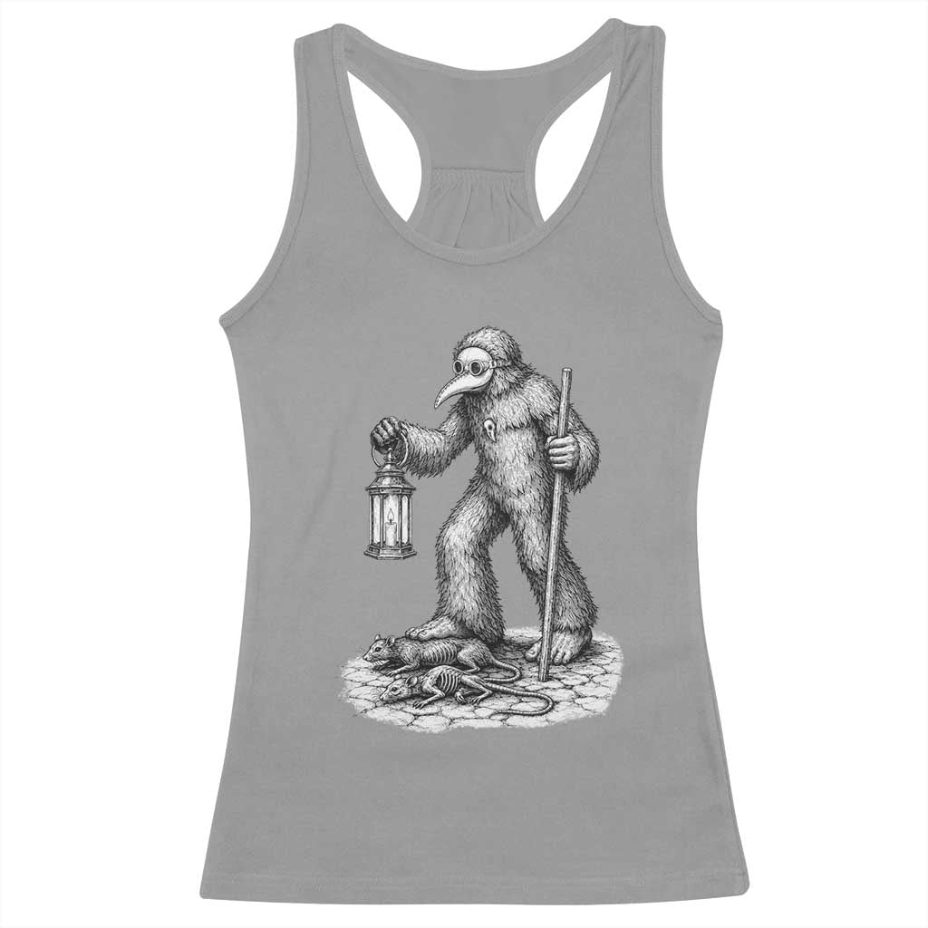 Gothic Plague Doctor Bigfoot Racerback Tank Top Horror Cryptid Spooky Folklore