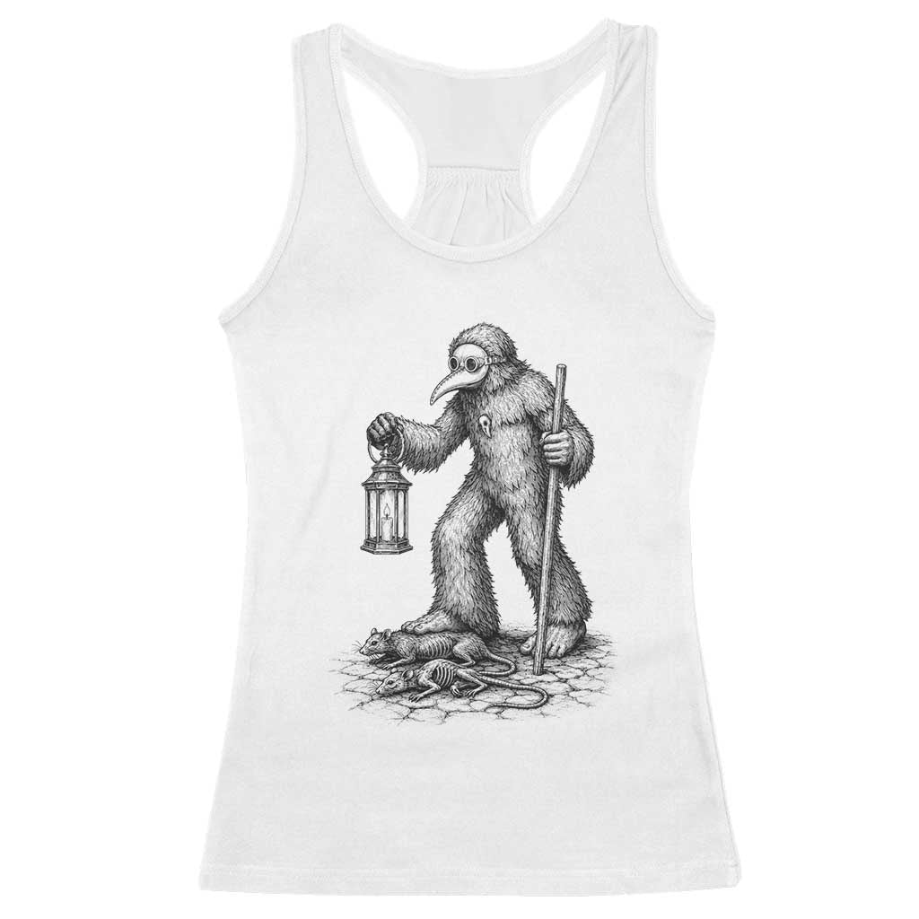 Gothic Plague Doctor Bigfoot Racerback Tank Top Horror Cryptid Spooky Folklore