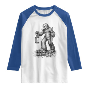 Gothic Plague Doctor Bigfoot Raglan Shirt Horror Cryptid Spooky Folklore