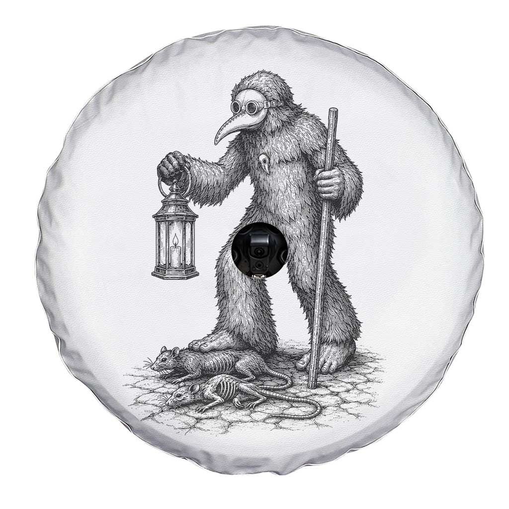 Gothic Plague Doctor Bigfoot Spare Tire Cover Horror Cryptid Spooky Folklore