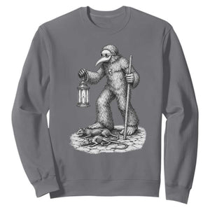 Gothic Plague Doctor Bigfoot Sweatshirt Horror Cryptid Spooky Folklore