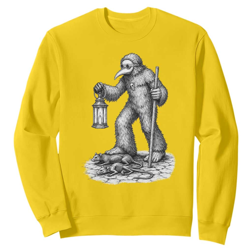 Gothic Plague Doctor Bigfoot Sweatshirt Horror Cryptid Spooky Folklore