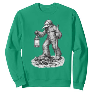 Gothic Plague Doctor Bigfoot Sweatshirt Horror Cryptid Spooky Folklore