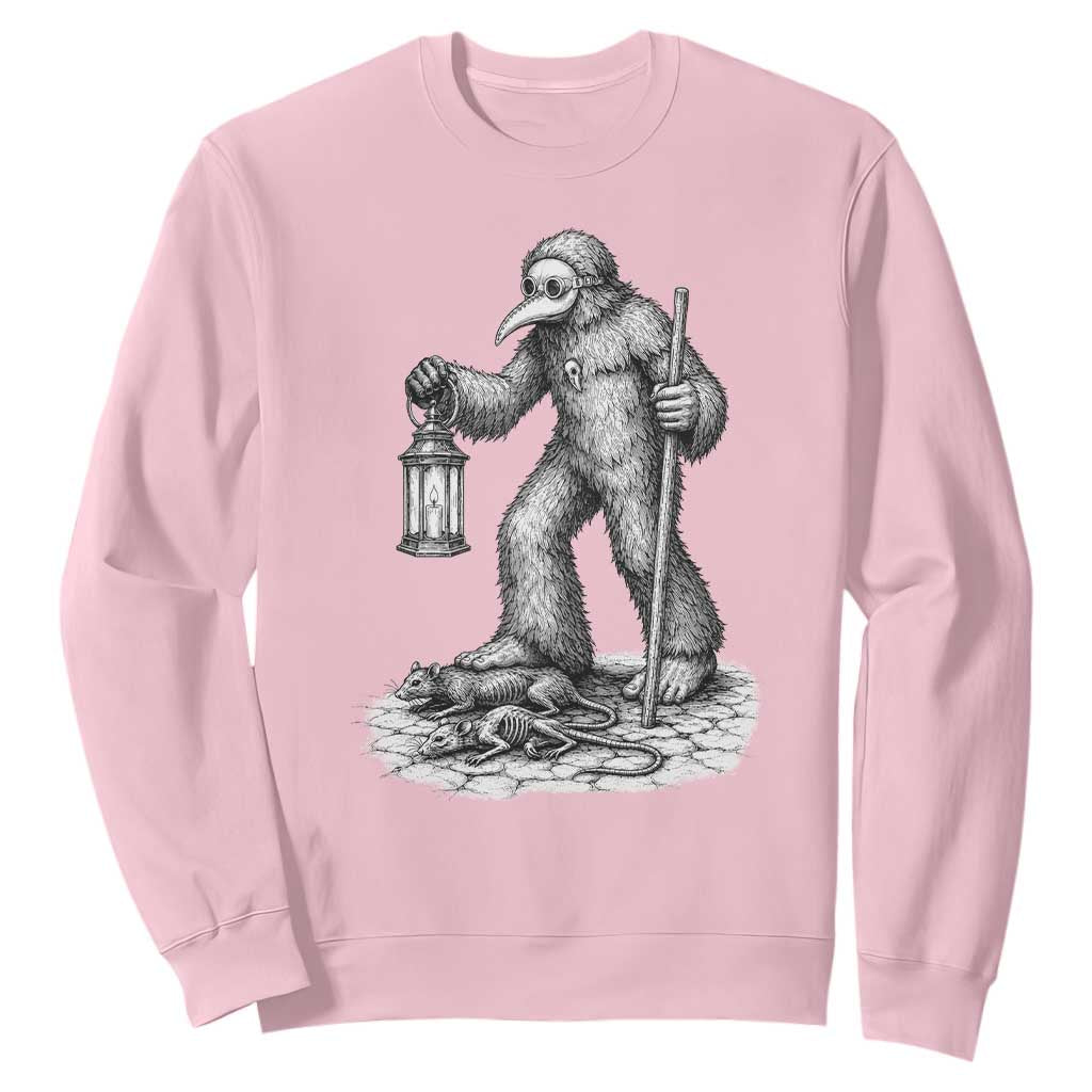 Gothic Plague Doctor Bigfoot Sweatshirt Horror Cryptid Spooky Folklore