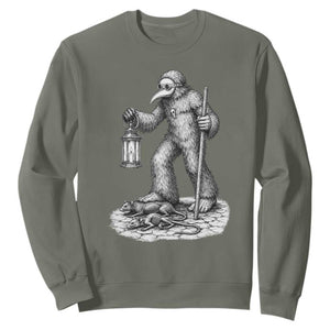 Gothic Plague Doctor Bigfoot Sweatshirt Horror Cryptid Spooky Folklore