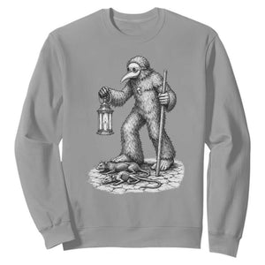 Gothic Plague Doctor Bigfoot Sweatshirt Horror Cryptid Spooky Folklore