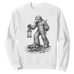 Gothic Plague Doctor Bigfoot Sweatshirt Horror Cryptid Spooky Folklore