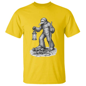 Gothic Plague Doctor Bigfoot T Shirt Horror Cryptid Spooky Folklore