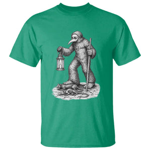 Gothic Plague Doctor Bigfoot T Shirt Horror Cryptid Spooky Folklore
