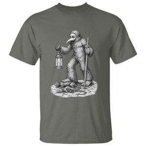 Gothic Plague Doctor Bigfoot T Shirt Horror Cryptid Spooky Folklore