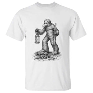 Gothic Plague Doctor Bigfoot T Shirt Horror Cryptid Spooky Folklore