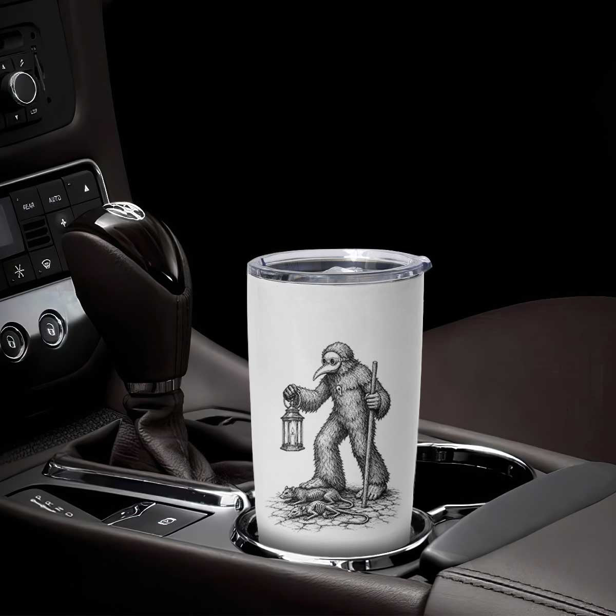 Gothic Plague Doctor Bigfoot Tumbler Cup Horror Cryptid Spooky Folklore