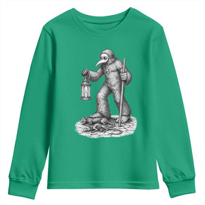 Gothic Plague Doctor Bigfoot Youth Sweatshirt Horror Cryptid Spooky Folklore