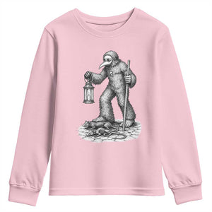 Gothic Plague Doctor Bigfoot Youth Sweatshirt Horror Cryptid Spooky Folklore