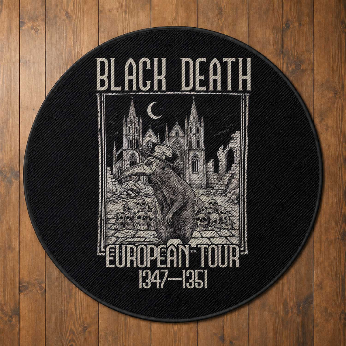 Black Death European Tour Plague Rat Round Rug Medieval History Gift