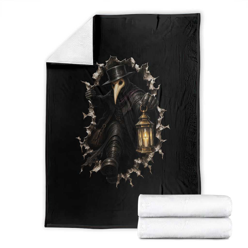 Gothic Plague Doctor Horror Throw Blanket Spooky Medieval Dark Folklore