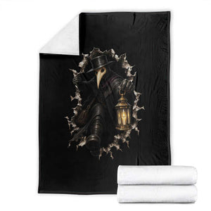 Gothic Plague Doctor Horror Throw Blanket Spooky Medieval Dark Folklore