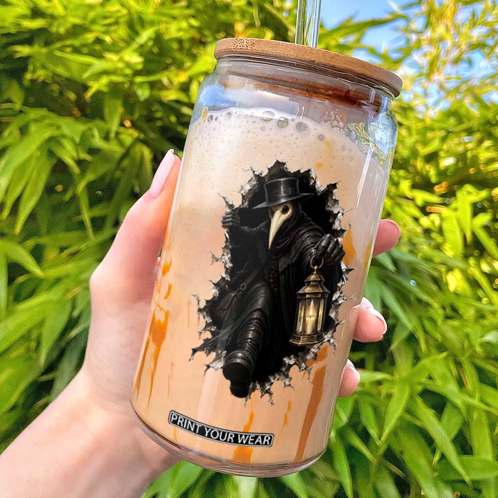 Gothic Plague Doctor Horror Glass Can Spooky Medieval Dark Folklore