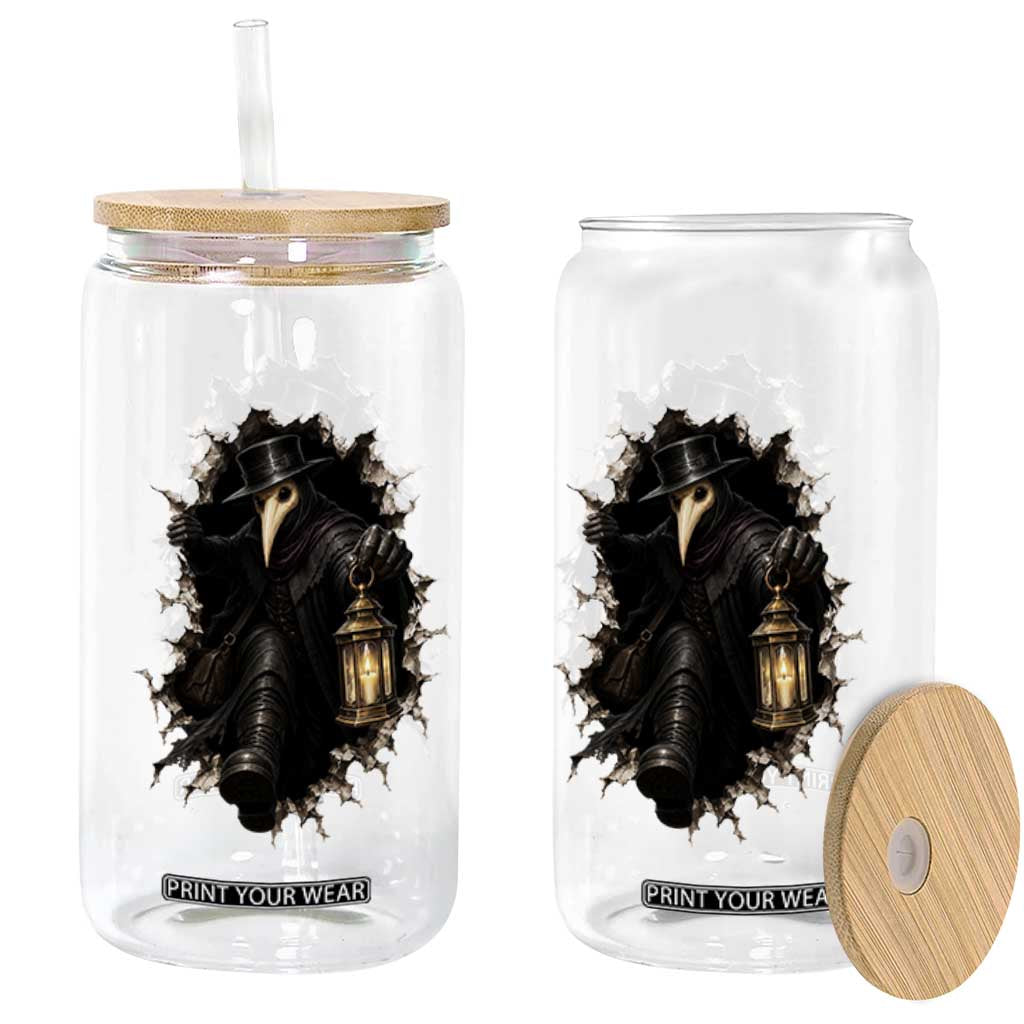 Gothic Plague Doctor Horror Glass Can Spooky Medieval Dark Folklore