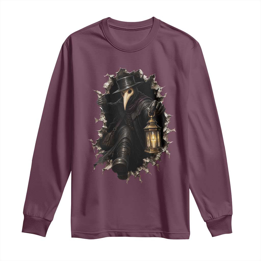 Gothic Plague Doctor Horror Long Sleeve Shirt Spooky Medieval Dark Folklore