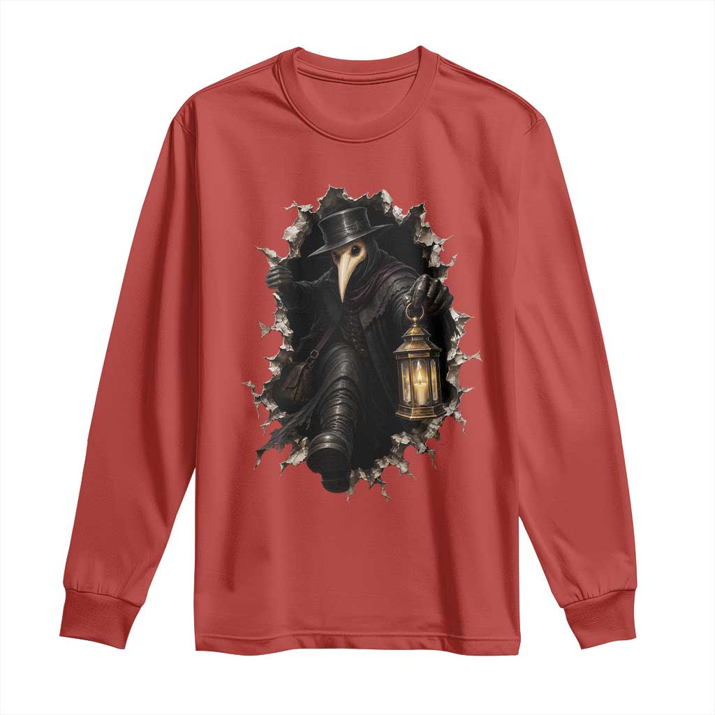 Gothic Plague Doctor Horror Long Sleeve Shirt Spooky Medieval Dark Folklore