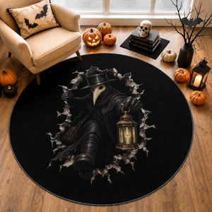 Gothic Plague Doctor Horror Round Rug Spooky Medieval Dark Folklore