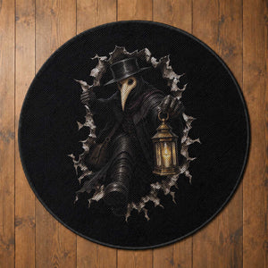 Gothic Plague Doctor Horror Round Rug Spooky Medieval Dark Folklore