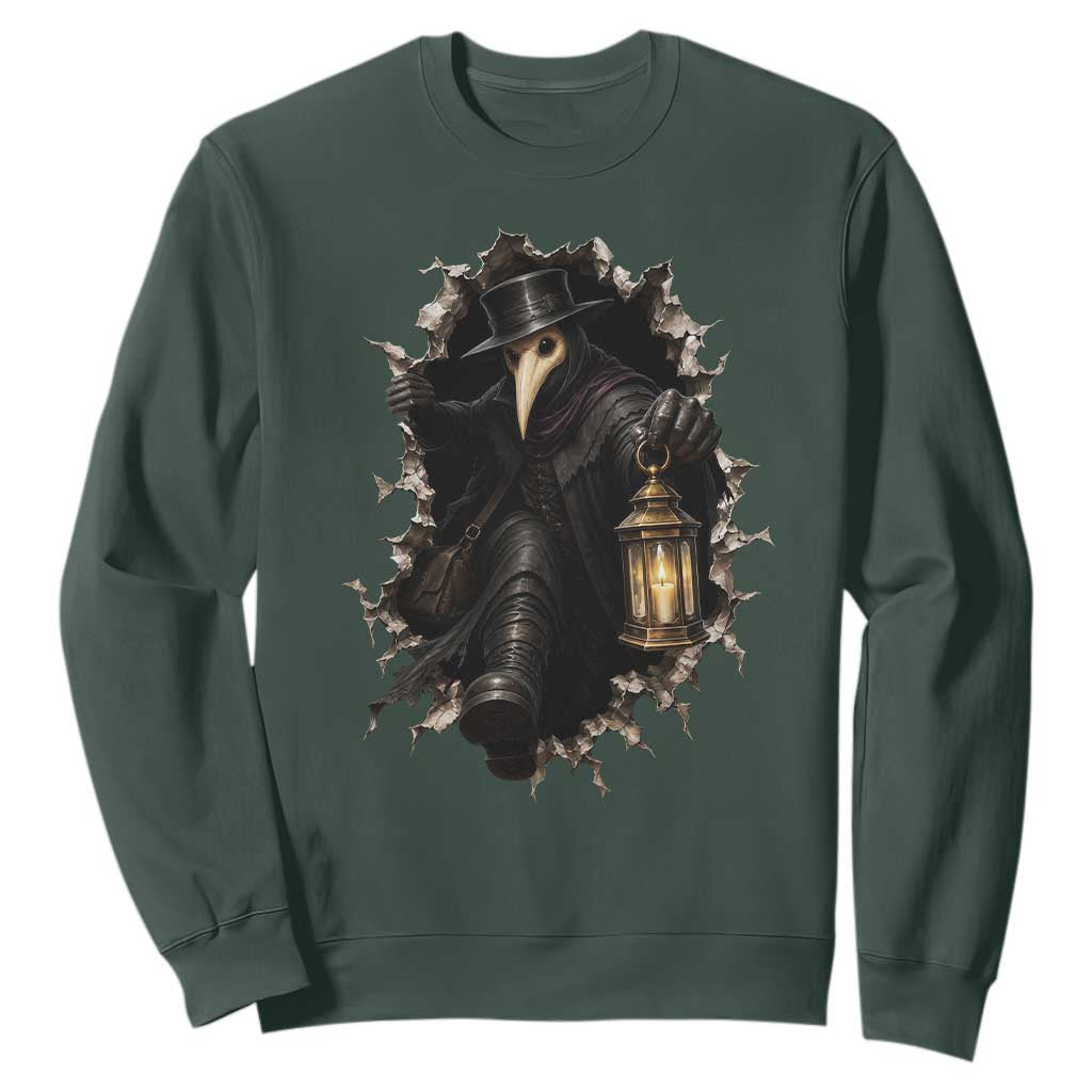 Gothic Plague Doctor Horror Sweatshirt Spooky Medieval Dark Folklore