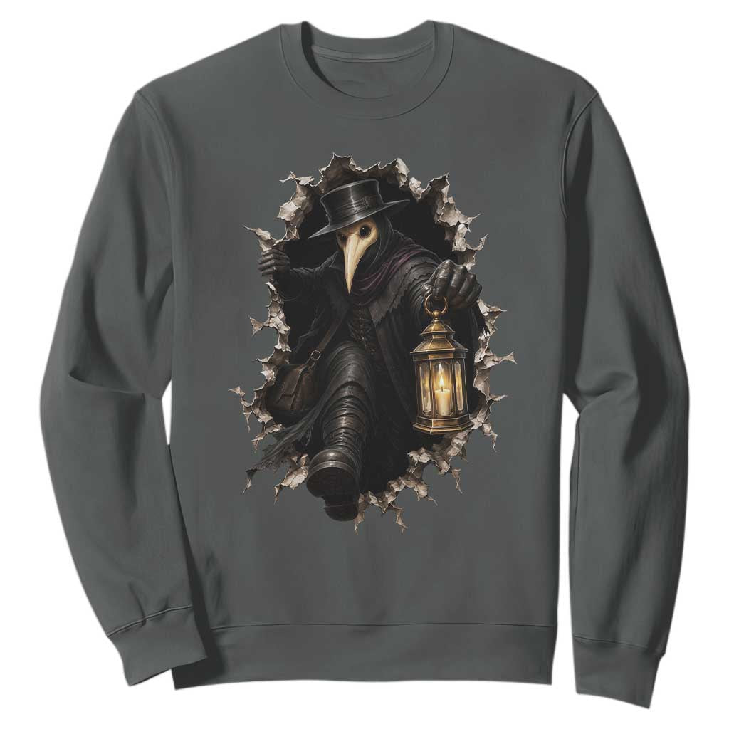 Gothic Plague Doctor Horror Sweatshirt Spooky Medieval Dark Folklore