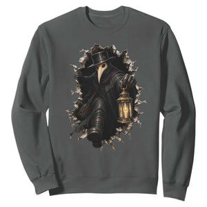 Gothic Plague Doctor Horror Sweatshirt Spooky Medieval Dark Folklore
