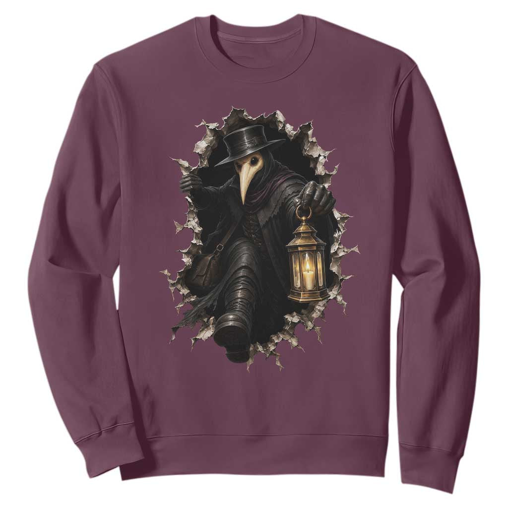 Gothic Plague Doctor Horror Sweatshirt Spooky Medieval Dark Folklore