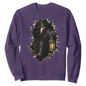 Gothic Plague Doctor Horror Sweatshirt Spooky Medieval Dark Folklore