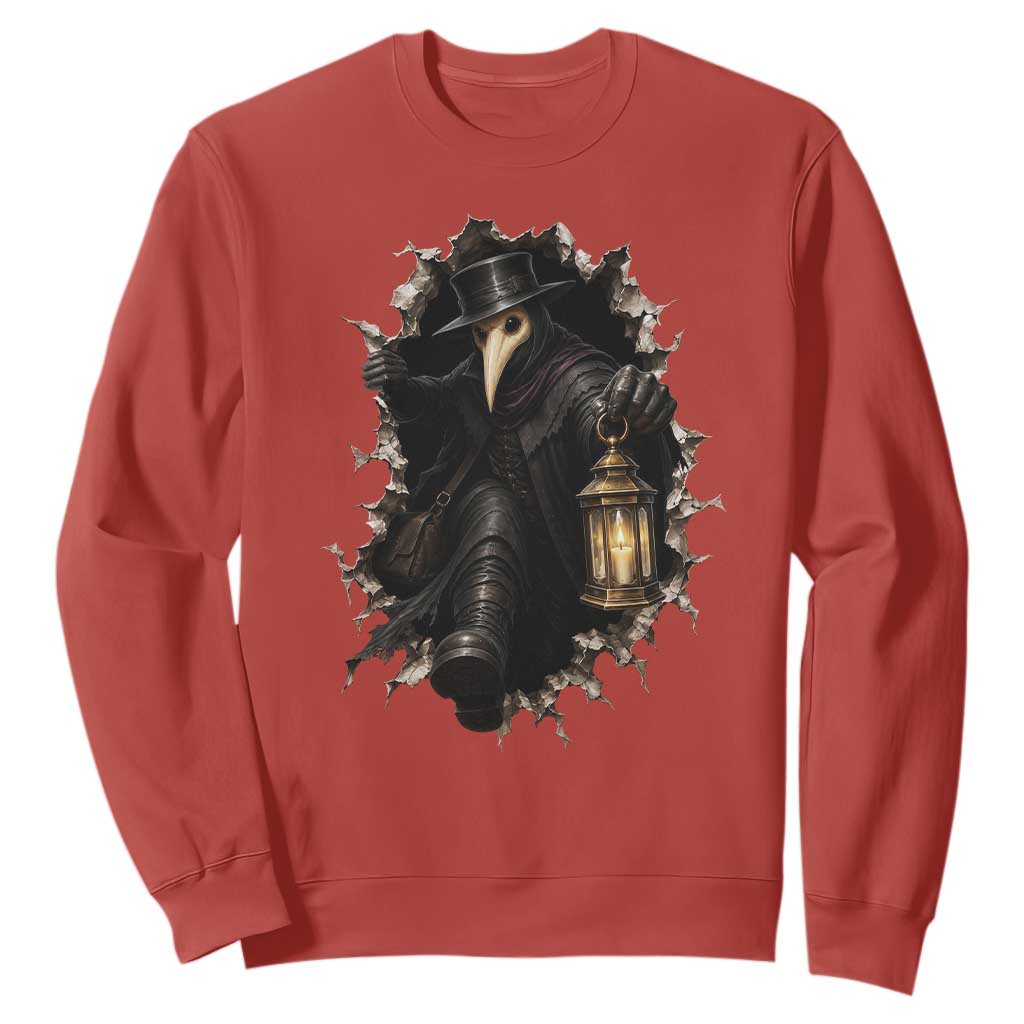 Gothic Plague Doctor Horror Sweatshirt Spooky Medieval Dark Folklore